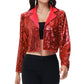 Sequin Cropped Blazer Long Sleeve Sparkly Open Front Jacket