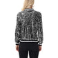Sequin Bomber Jacket with Ribbed Trim and Front Zipper Closure