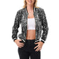 Sequin Bomber Jacket with Ribbed Trim and Front Zipper Closure