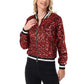 Sequin Bomber Jacket with Ribbed Trim and Front Zipper Closure