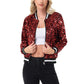 Sequin Bomber Jacket with Ribbed Trim and Front Zipper Closure