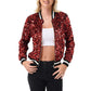 Sequin Bomber Jacket with Ribbed Trim and Front Zipper Closure