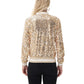 Sequin Bomber Jacket with Ribbed Trim and Front Zipper Closure