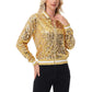 Sequin Bomber Jacket with Ribbed Trim and Front Zipper Closure