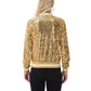 Sequin Bomber Jacket with Ribbed Trim and Front Zipper Closure