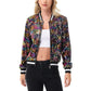 Sequin Bomber Jacket with Ribbed Trim and Front Zipper Closure
