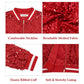 Sequin Bomber Jacket with Ribbed Trim and Front Zipper Closure