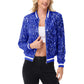 Sequin Bomber Jacket with Ribbed Trim and Front Zipper Closure