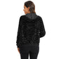 Hooded Sequin Jacket with Front Zipper Closure and Ribbed Trim