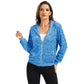 Hooded Sequin Jacket with Front Zipper Closure and Ribbed Trim
