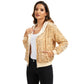 Hooded Sequin Jacket with Front Zipper Closure and Ribbed Trim