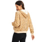 Hooded Sequin Jacket with Front Zipper Closure and Ribbed Trim