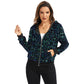 Hooded Sequin Jacket with Front Zipper Closure and Ribbed Trim