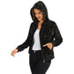Hooded Sequin Jacket with Front Zipper Closure and Ribbed Trim
