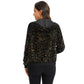 Hooded Sequin Jacket with Front Zipper Closure and Ribbed Trim