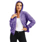 Hooded Sequin Jacket with Front Zipper Closure and Ribbed Trim