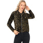 Sequin Bomber Jacket with Front Zipper Closure and Ribbed Trim