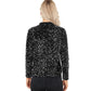 Sequin Bomber Jacket with Front Zipper Closure and Ribbed Trim