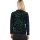 Sequin Bomber Jacket with Front Zipper Closure and Ribbed Trim