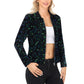 Sequin Bomber Jacket with Front Zipper Closure and Ribbed Trim