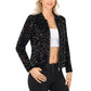 Sequin Bomber Jacket with Front Zipper Closure and Ribbed Trim
