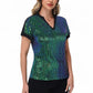 Sequin Short Sleeve Top with Satin Trim V-Neckline and Rolled Cuffs