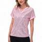 Sequin Short Sleeve Top with Satin Trim V-Neckline and Rolled Cuffs