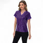 Sequin Short Sleeve Top with Satin Trim V-Neckline and Rolled Cuffs