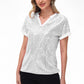 Sequin Short Sleeve Top with Satin Trim V-Neckline and Rolled Cuffs