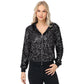 Zip-Up Hoodie Jacket with Allover Sequin Embellishments and Ribbed Trim