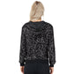 Zip-Up Hoodie Jacket with Allover Sequin Embellishments and Ribbed Trim