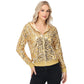 Zip-Up Hoodie Jacket with Allover Sequin Embellishments and Ribbed Trim