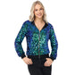 Zip-Up Hoodie Jacket with Allover Sequin Embellishments and Ribbed Trim