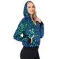 Zip-Up Hoodie Jacket with Allover Sequin Embellishments and Ribbed Trim