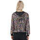 Zip-Up Hoodie Jacket with Allover Sequin Embellishments and Ribbed Trim