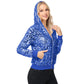 Zip-Up Hoodie Jacket with Allover Sequin Embellishments and Ribbed Trim