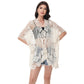 Open Front Crochet Cover-Up with Floral Pattern and Short Sleeves