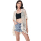 Open Front Crochet Cover-Up with Floral Pattern and Short Sleeves