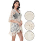 Open Front Crochet Cover-Up with Floral Pattern and Short Sleeves