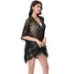 Open Front Crochet Cover-Up with Floral Pattern and Short Sleeves