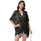 Open Front Crochet Cover-Up with Floral Pattern and Short Sleeves