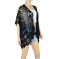 Open Front Crochet Cover-Up with Floral Pattern and Short Sleeves