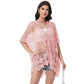 Open Front Crochet Cover-Up with Floral Pattern and Short Sleeves