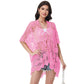 Open Front Crochet Cover-Up with Floral Pattern and Short Sleeves