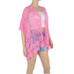 Open Front Crochet Cover-Up with Floral Pattern and Short Sleeves