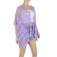 Open Front Crochet Cover-Up with Floral Pattern and Short Sleeves