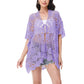 Open Front Crochet Cover-Up with Floral Pattern and Short Sleeves