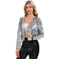 Sequin Open Front Cardigan with Long Sleeves and Cropped Fit