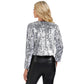Sequin Open Front Cardigan with Long Sleeves and Cropped Fit