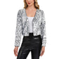Sequin Open Front Cardigan with Long Sleeves and Cropped Fit